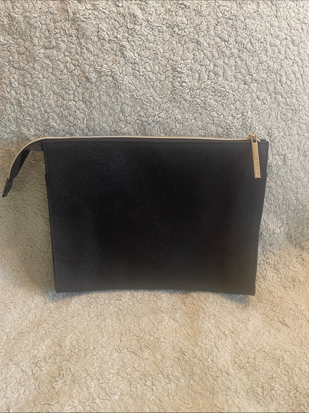 Lancom Minimalist Black Cosmetic Pouch with Gold Accent